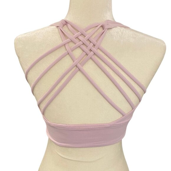 Lululemon Free to Be Wild Longline Bra Strappy Back Flush Pink Sz 6 W2BHSS - Picture 4 of 6